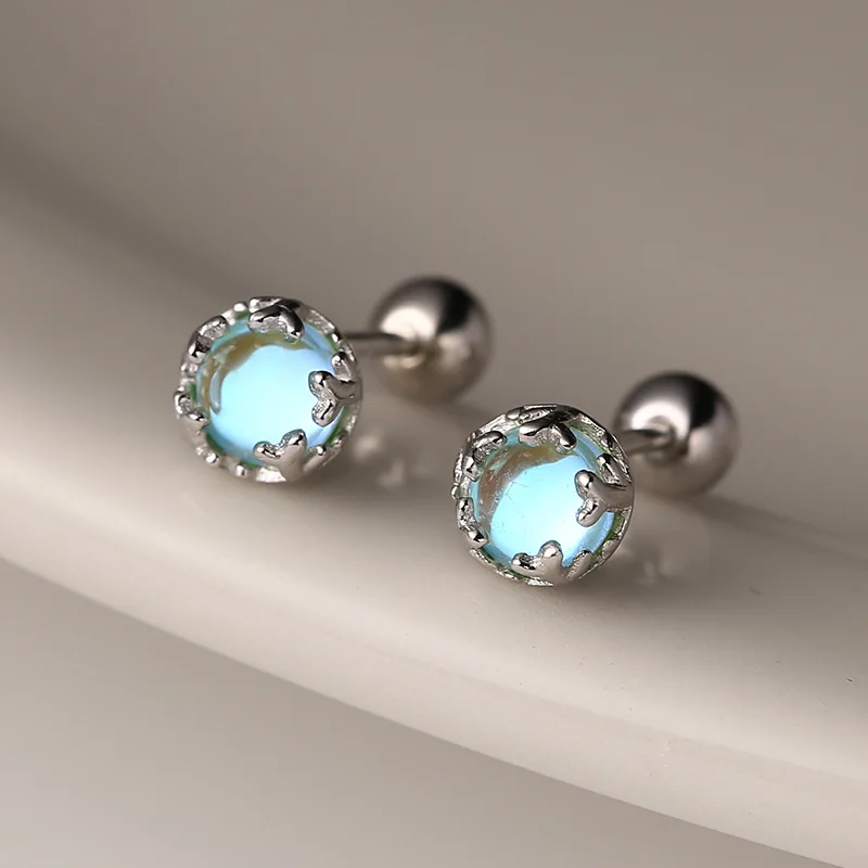 Earrings Silver 925 Antler Blue Green Stone Unique Elegant Versatile Women's Stud Earrings Jewelry Pendientes Mujer