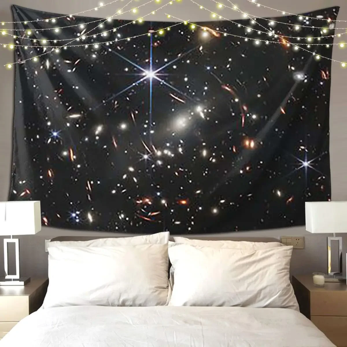 James Webb Space Telescope Earliest Galaxies Deep Field Tapestry Hippie Wall Hanging Home Tapestries for Room Bedroom Dorm Room