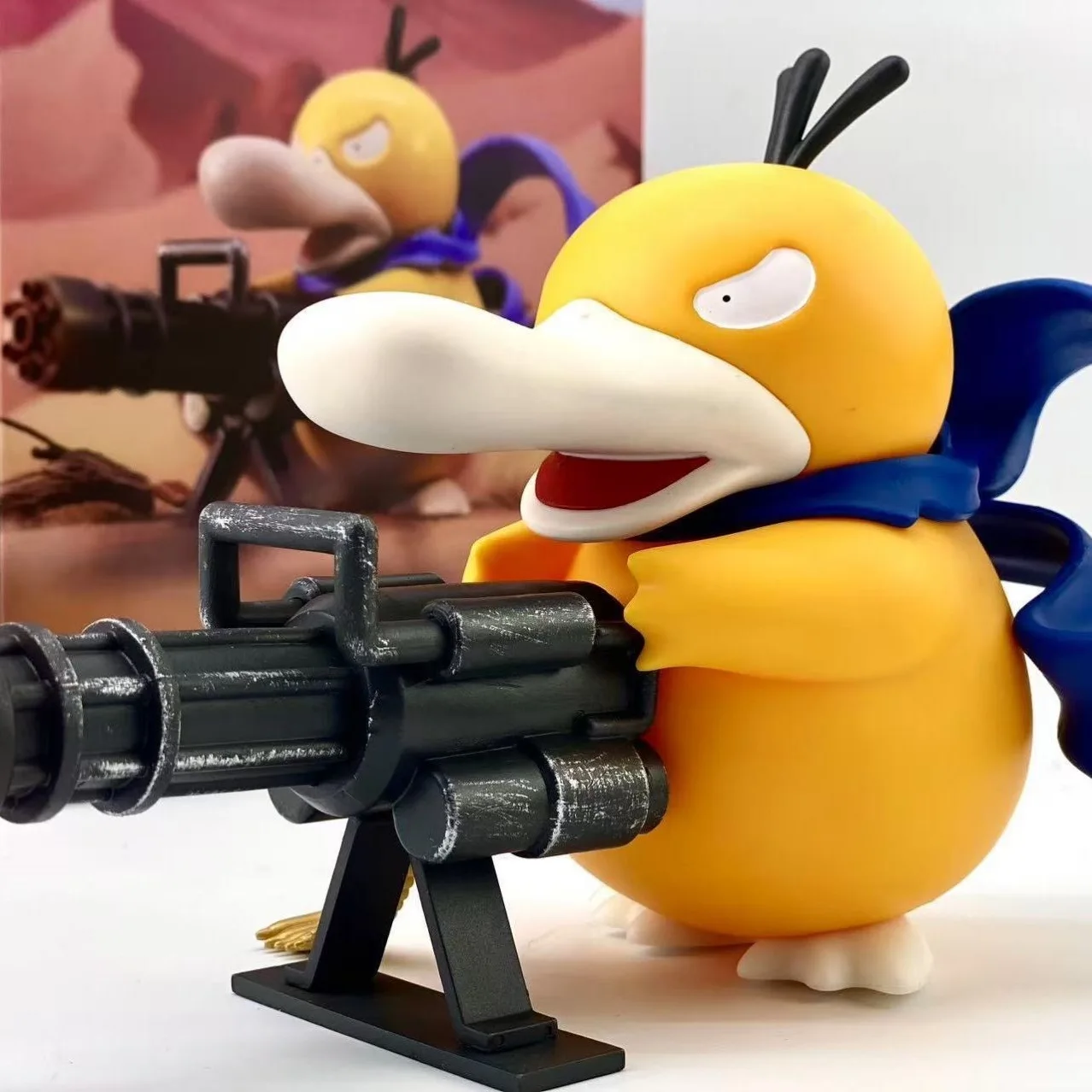 

Anime Pokemon Psyduck Cross-dressing Gangster godfather Statue model.PVC material.Desktop decoration Collection handmade model