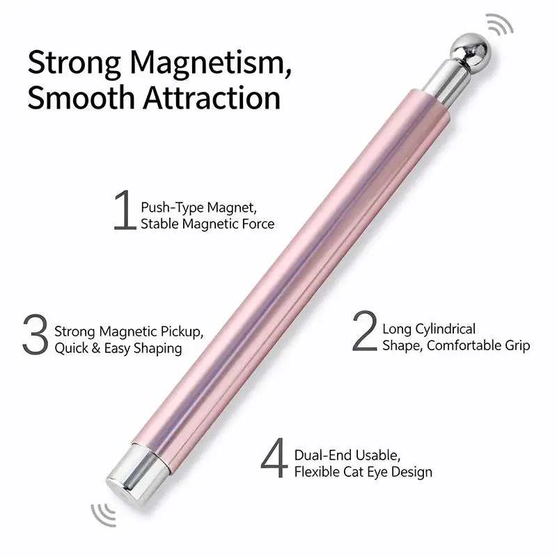 Nail Art Nail Magnetic Stick Cat Eye Magnetic Ball Aluminum Handle Cylindrical UV Gel Magnet Tools Double End Nail Design Tools