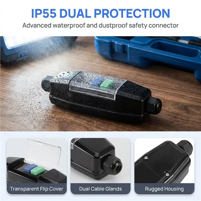 LLCS-Inline RCD Connector Residual Current Protection Anti-Electric Shock For Outdoor,Power Tool,IP55