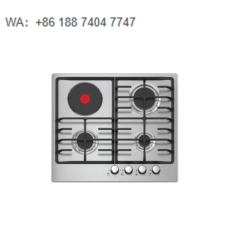 Heavy Cast Iron 4 Burner Built in Stainless Steel Gas Electric Hob Kitchen  Cooktop LPG NG Gas Available  From China Factory