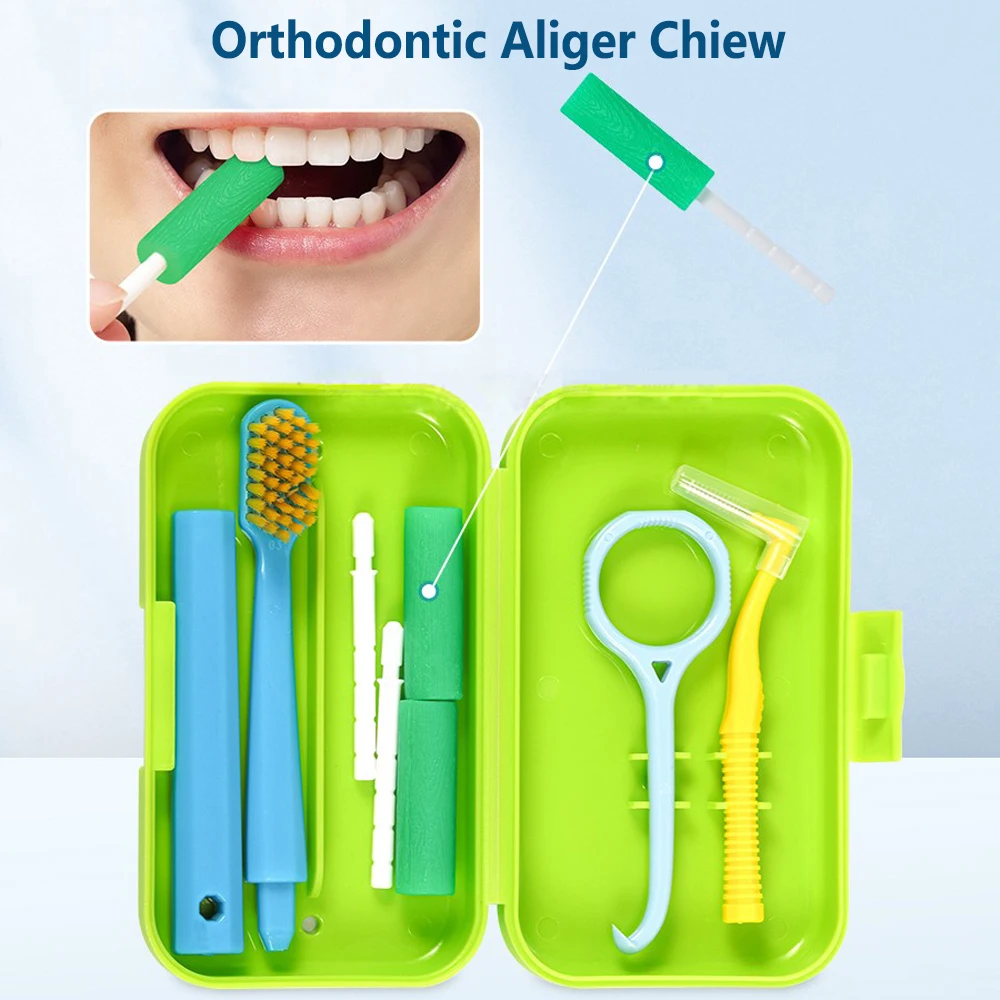 Oral Orthodontic Toothbrush Set With Interdental Brush Toothbrush Tongue Scraper Aligner Chew Relief Wax Braces Remove Hook image 2
