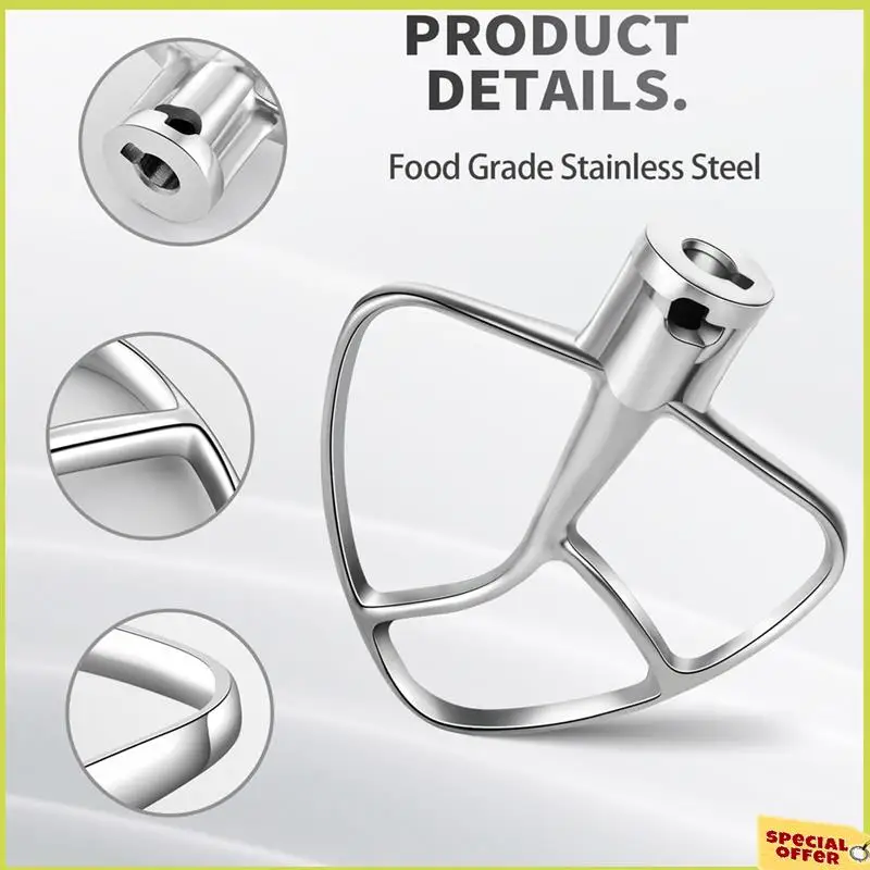 

A35R Stainless Steel Flex Edge Beater For Kitchenaid Mixer, Fits Tilt-Head Stand Mixer Bowls For 4.5-5 Quart Bowls