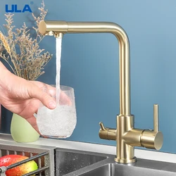 ULA Filter Kitchen Faucet Brass Purifier Faucet Dual Sprayer Drinking Water Mixer Tap Dispenser Sink Mixer Kitchen Gold Tap