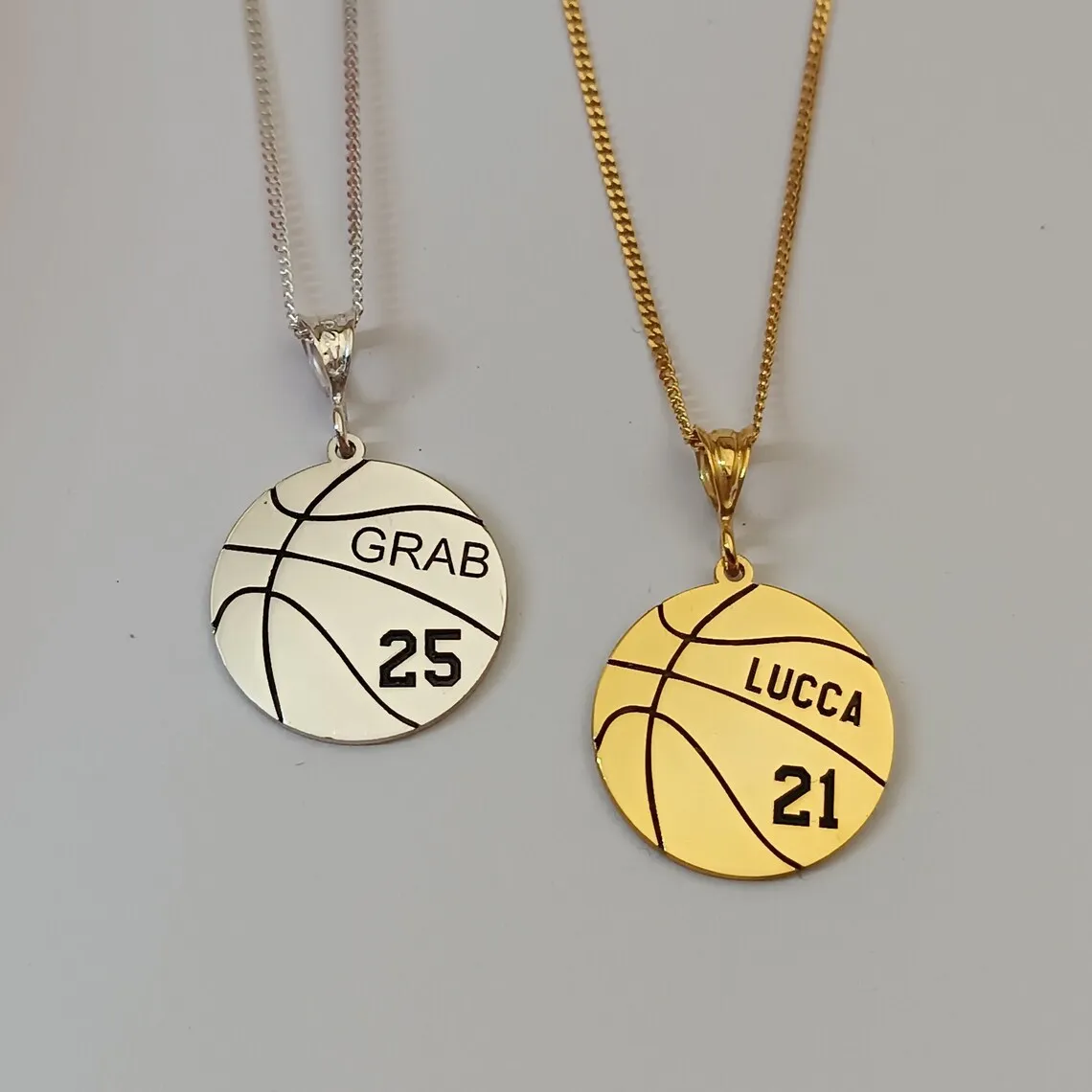 Personalized Basketball Numbers Name Necklace Men Sporty Jewelry Custom Cuban Chain Soccer Nameplate Pendant Necklace Women