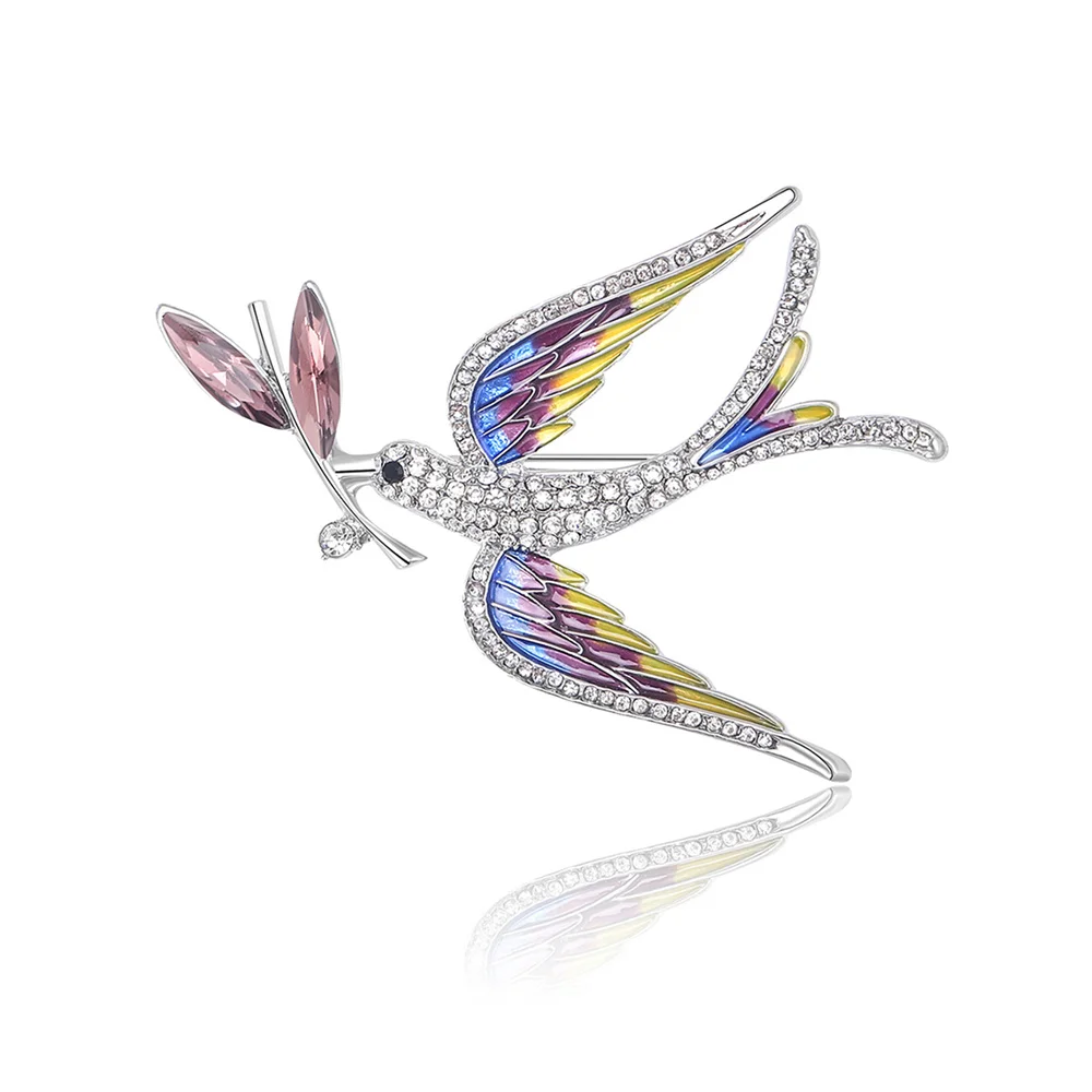 Enamel Peace Dove Brooches for Women Ukraine Rhinestone Ear of Wheat Pins Office Party Friend Gifts Jewelry Accessories