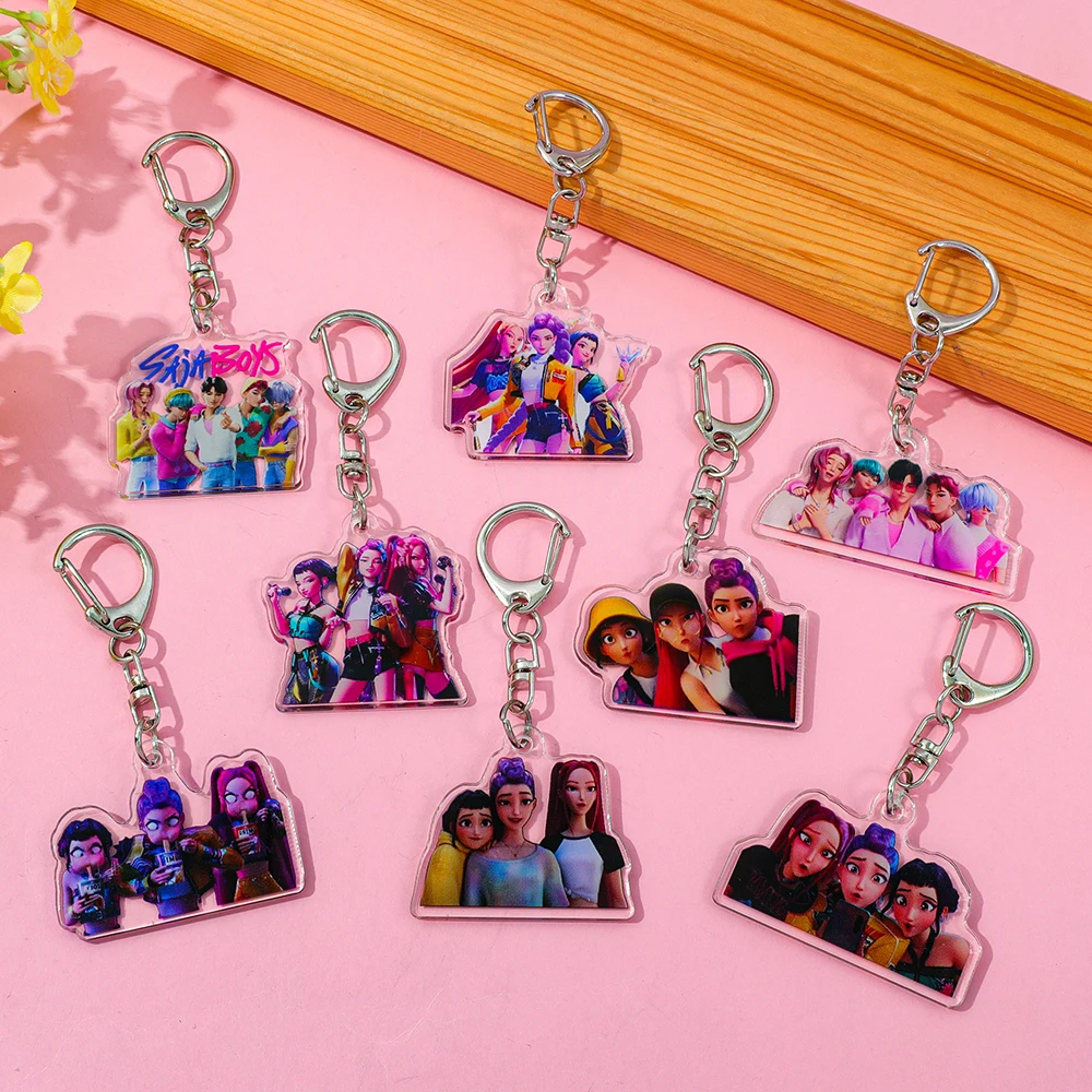 جديد ساجا بنين Kpop شيطان الصيادين هنتركس سر سلاسل المفاتيح اكسسوارات رومي زوي جينو ميرا حلقة رئيسية الاكريليك Keyrings المشجعين الهدايا #5