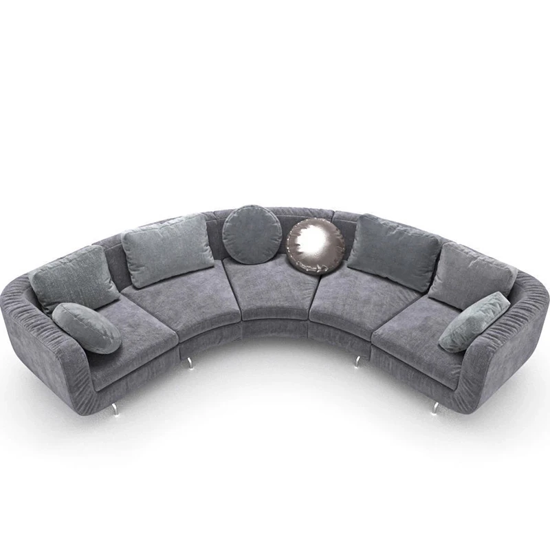 Luxury Lamb Velvet Arc Combination Sofa Villa Size Apartment Living Room Clothing Store Furniture