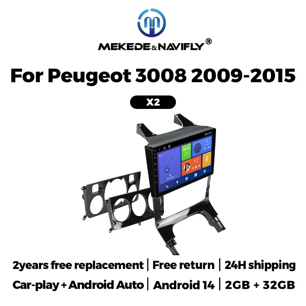 Android 14 Car Radio for Peugeot 3008 2009-2015 Carplay Android Auto Multimedia Player GPS 2Din Navigation Head Unit All in One