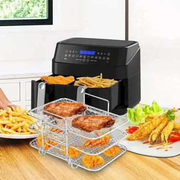 Air fryer accessories three-layer stainless steel grill steaming rack kitchen accessories removable fried oil drip rack