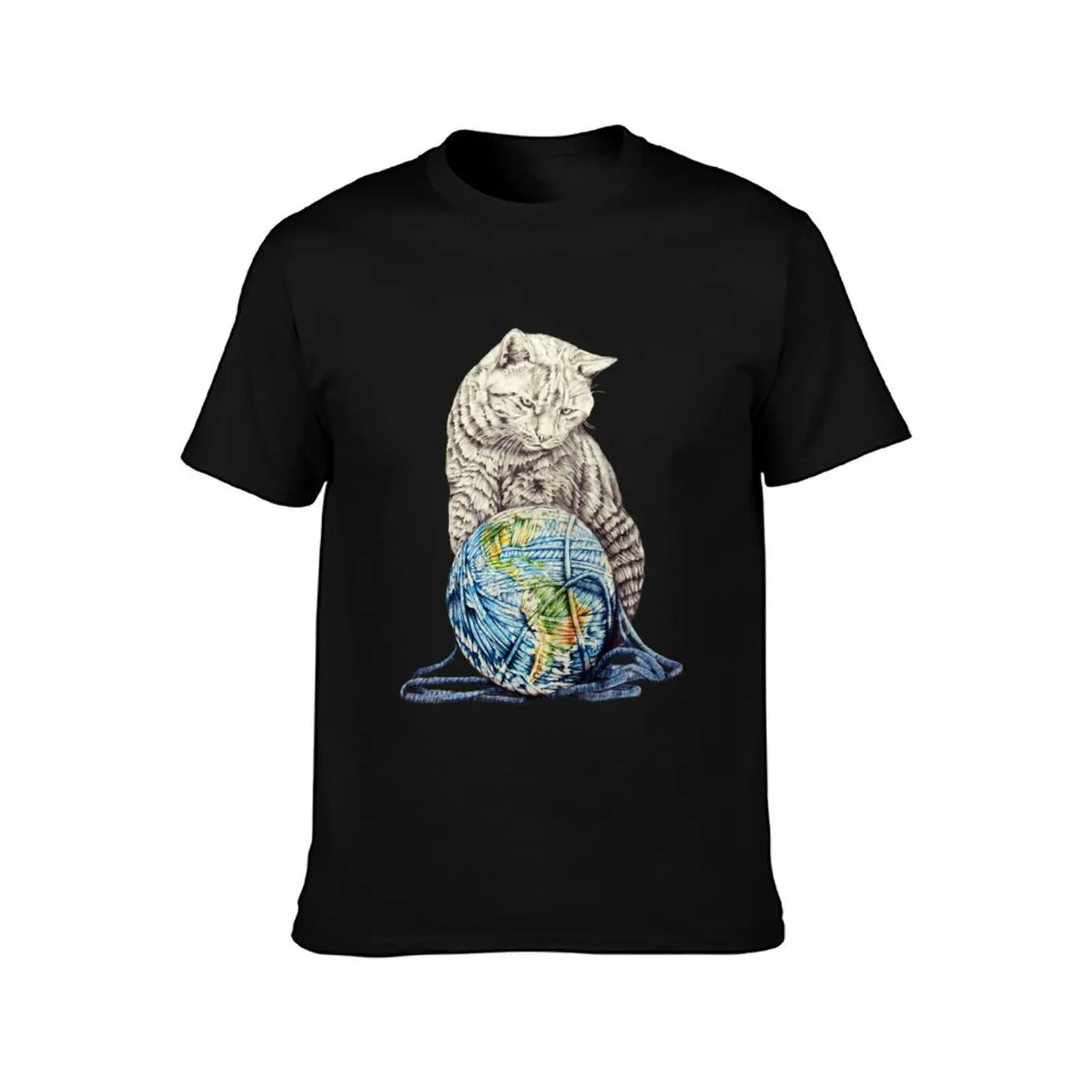 Our feline deity shows restraint T-Shirt Summer Casual Cotton Tee Oversized Streetwear Tops Vintage Graphic Print