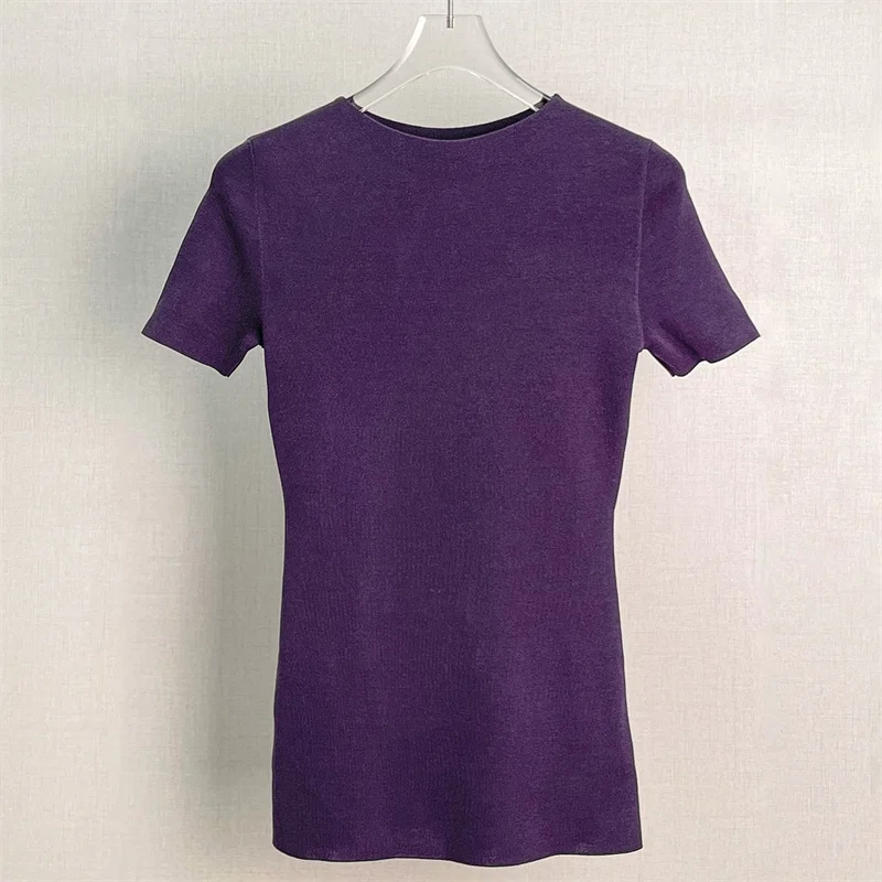 Women's t-shirt New elastic slim fit short sleeved top for autumn 2026 Casual versatile round neck pullover y2k women's corset