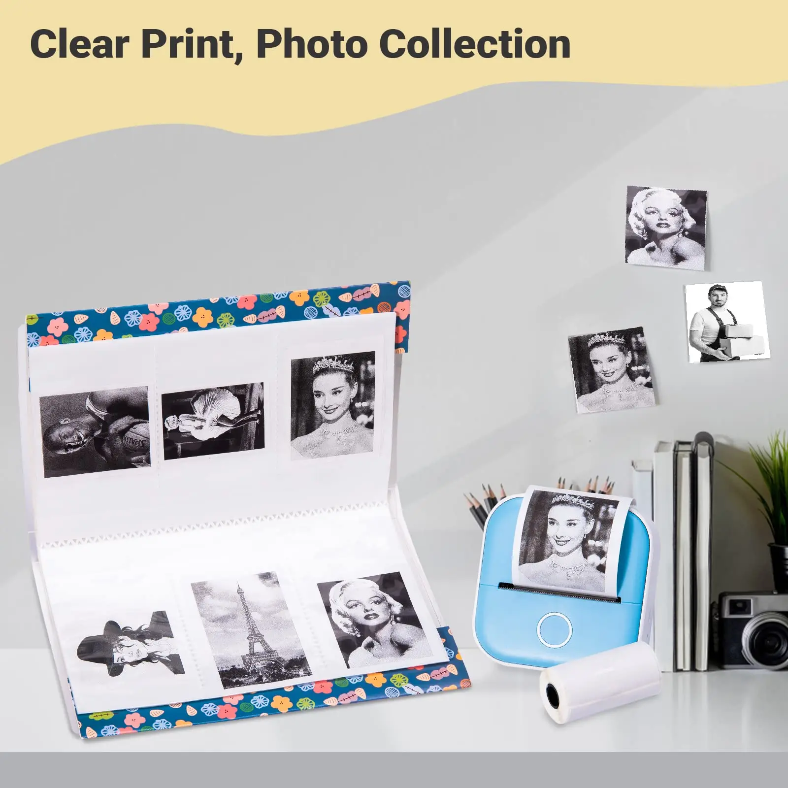 53mm Multicolor Clear Thermal Paper for Phomemo/PeriPage, Self-Adhesive/Non-Adhesive Photo Crafts, Journal Stickers