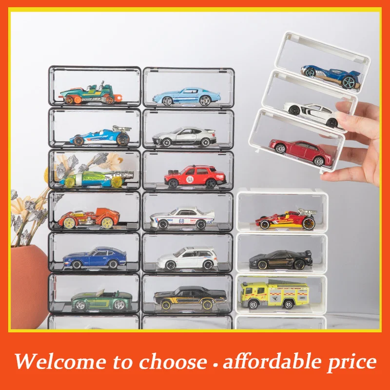 

TH plastic Car Toys Transparent Dustproof Carro Model Collection Display Combinable Shell Acrylic Storage Box For Boys Gift