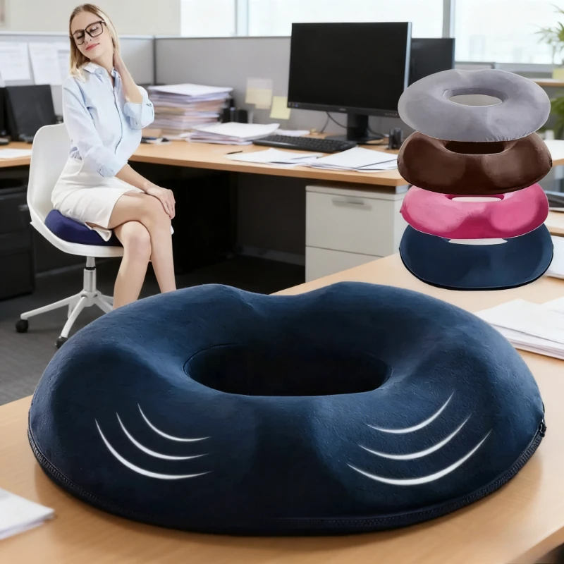 

Цельная подушка для сиденья из пены с эффектом памяти в форме пончика — мягкая, дышащая, конструкция для ежедневного сидения, офиса, дома, использования в автомобиле