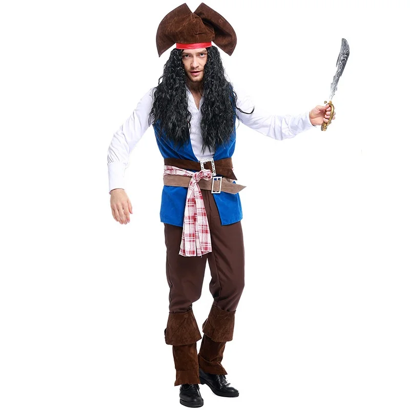 

Captain Ja Sparrow Pirate Costume Men's Cosplay orm loween Game Clothes Pirate Theme Adult Faion Outfit