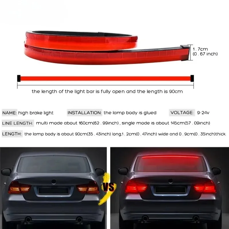 90 سنتيمتر إضاءة مقاومة للماء شريط إضاءة الفرامل مع بدوره إشارة تحذير ، سيارة عالية جبل وقف مصباح الملحقات جديد
