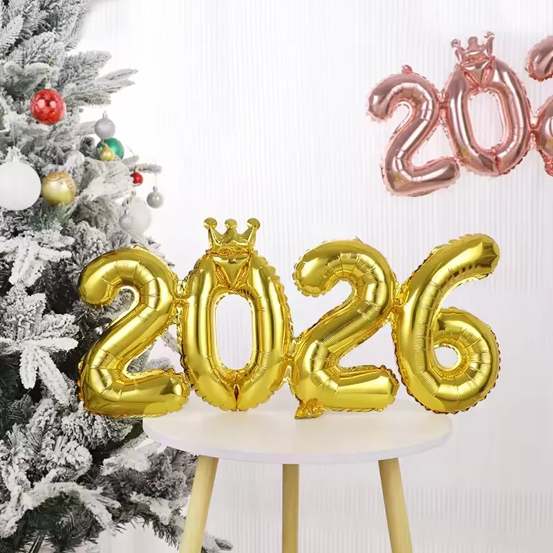 

2026 Gold Crown Foil Number Balloons for 2026 New Year Christmas Eve Festival Party Supplies Graduation Decorations Navidad 2025
