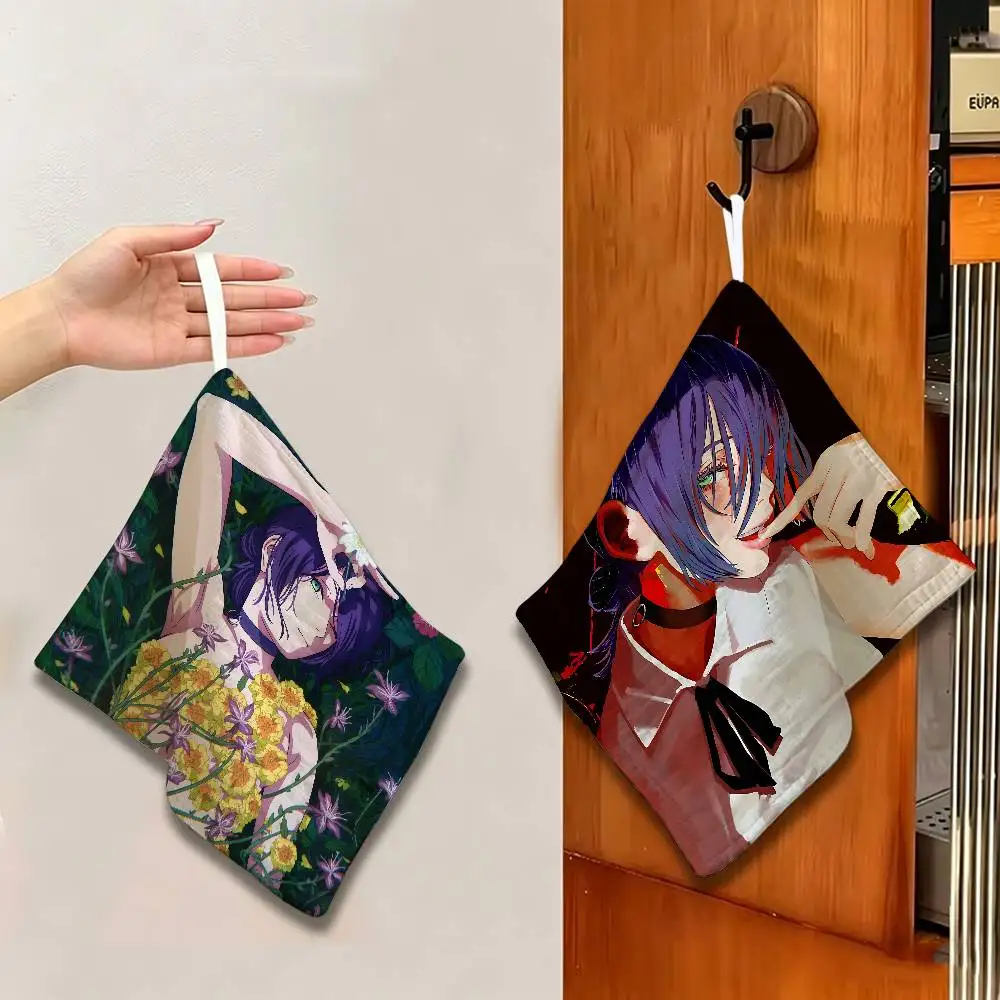 Chainsaw Man The Movie Reze Hanging Kitchen Towel, Polyester Cotton Material, Multipurpose Hand Wiping Towel for Family