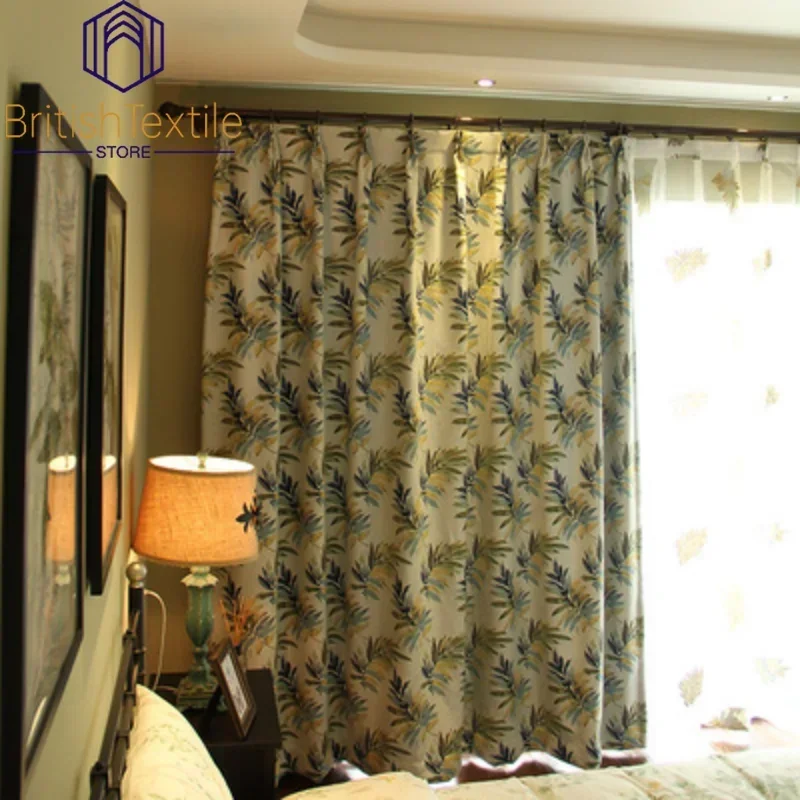 

Modern Curtains for Living Dining Room Bedroom Retro American Country Jacquard High Shading Cotton Linen for Villa Customization