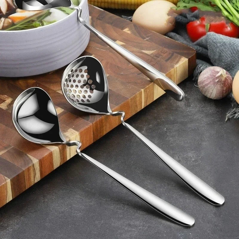 Stainless Steel Long Soup Spoon Colander Kitchen Convenience Small Tools Household Supplies High-quality Hot Pot Ladle Tool