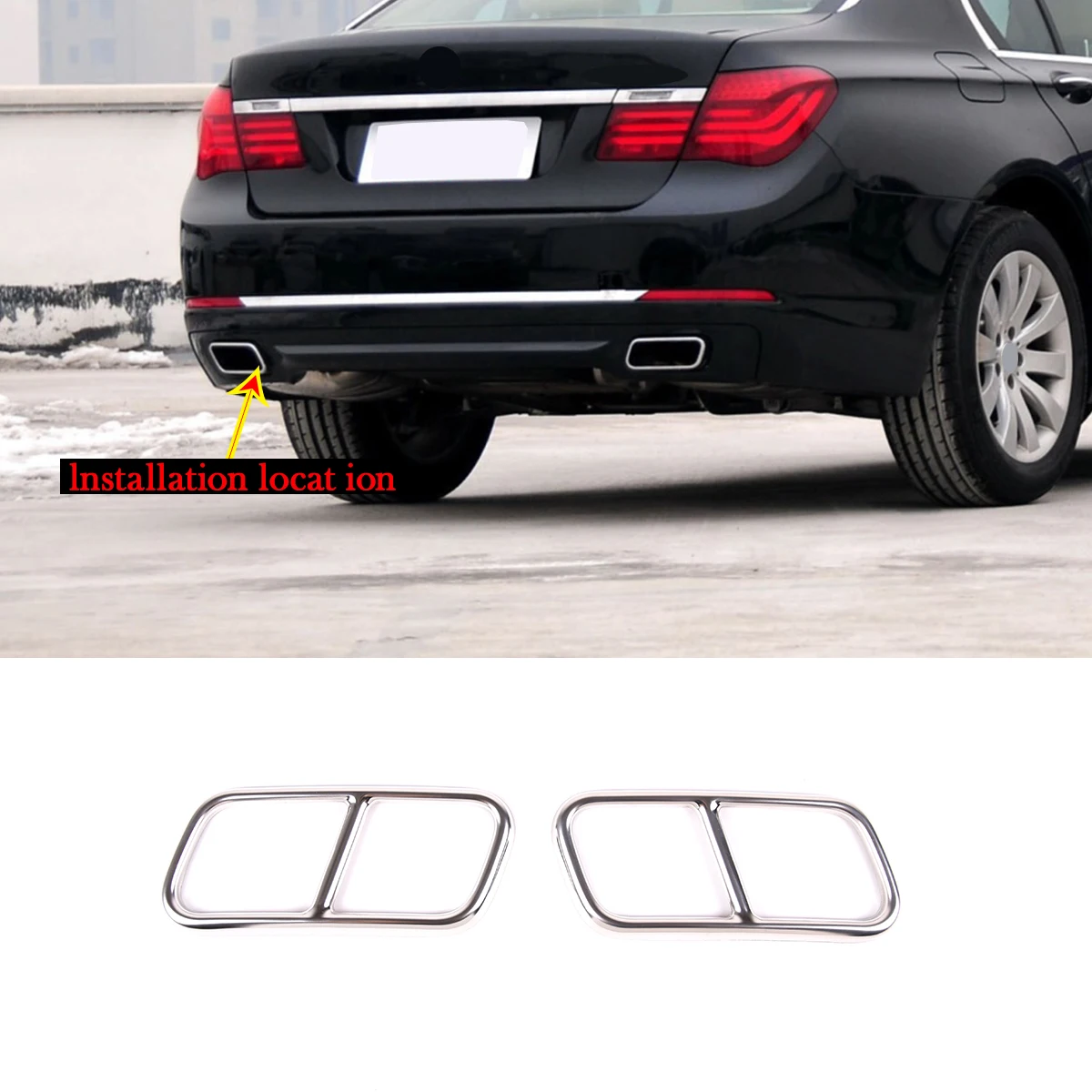 For BMW 7 Series F01 2009-2014 car styling Stainless Black Silver Car exhaust pipe cover Trim Muffler Sticker Auto Accessories