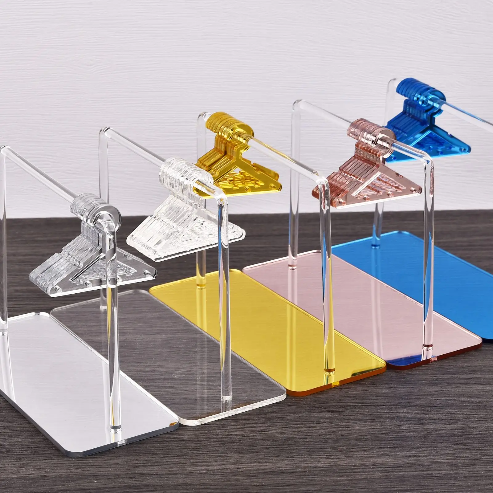 1Set/8Pcs Coat Hangers Earrings Organizer Acrylic Display Stand Showcase Tabletop Clear Handmade Polymer Clay Jewelry Rack Gift