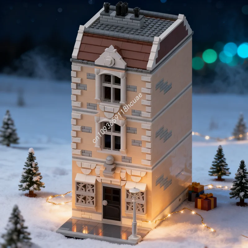 

1718 шт. MOC в центре города, квартира, модульная модель, строительные блоки, архитектурные игрушки, образовательный кирпич, Рождественский подарок, детский день рождения