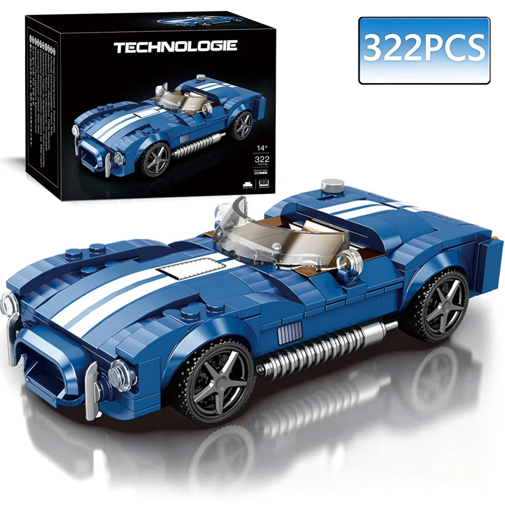 322PCS Blue Sport Car Building Block Set Creative City Vehicle Diy Car Model Bricks Desktop Display Puzzle Toys Holiday Gifts
