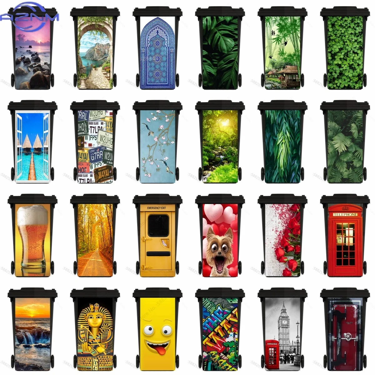 Custom Size Self-adhesive PVC Trash Can Sticker Waterproof Wallpaper Garbage Bin Renovation Cover Decal Mural For Kitchen Deco