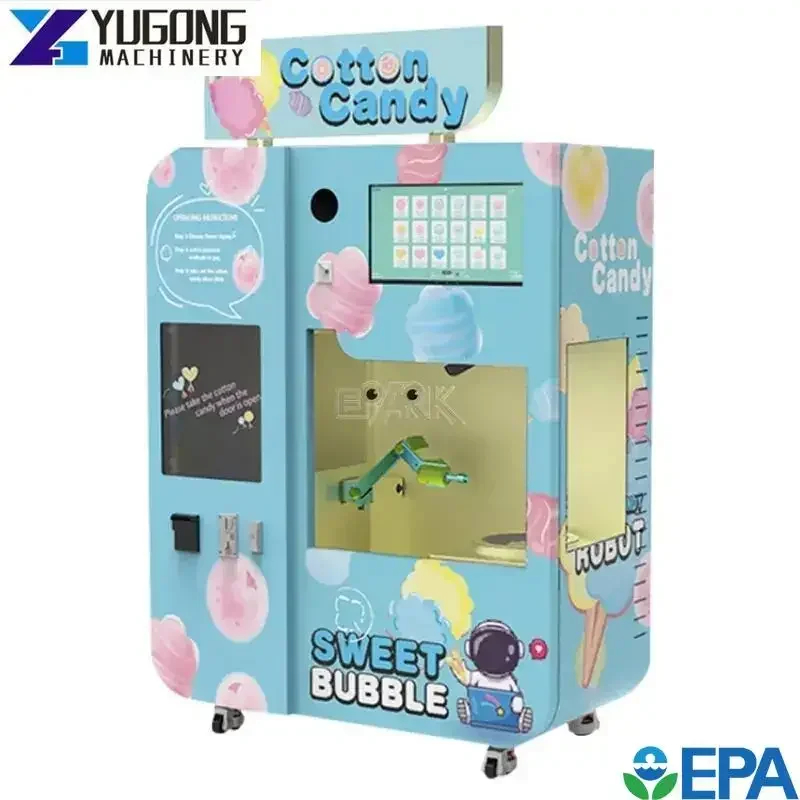 YG Factory Price Automatic Cotton Candy Vending Machine Commercial Floss Sugar Electric Making Cotton Candy Forming Robot for US