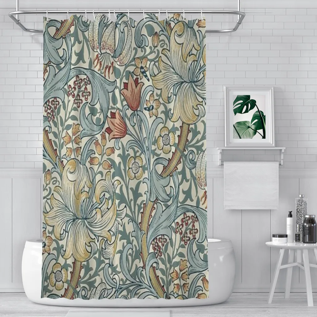 

William Morris art Unique decor Modern Fabric Bathroom Shower Curtains art design Print Curtain