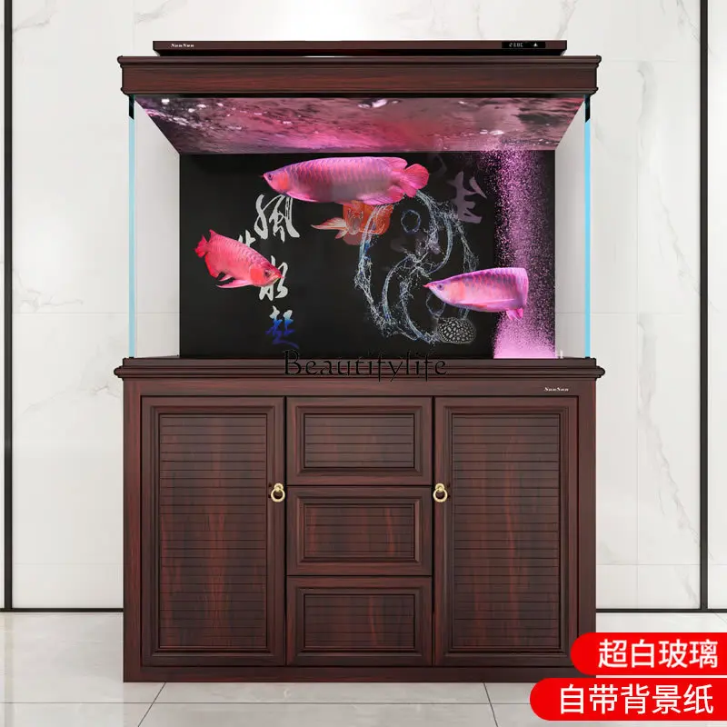 

yj9 New Fish Tank Large Living Room Super White Glass Aquarium Bottom Filter Dragon Fish Tank Change Water
