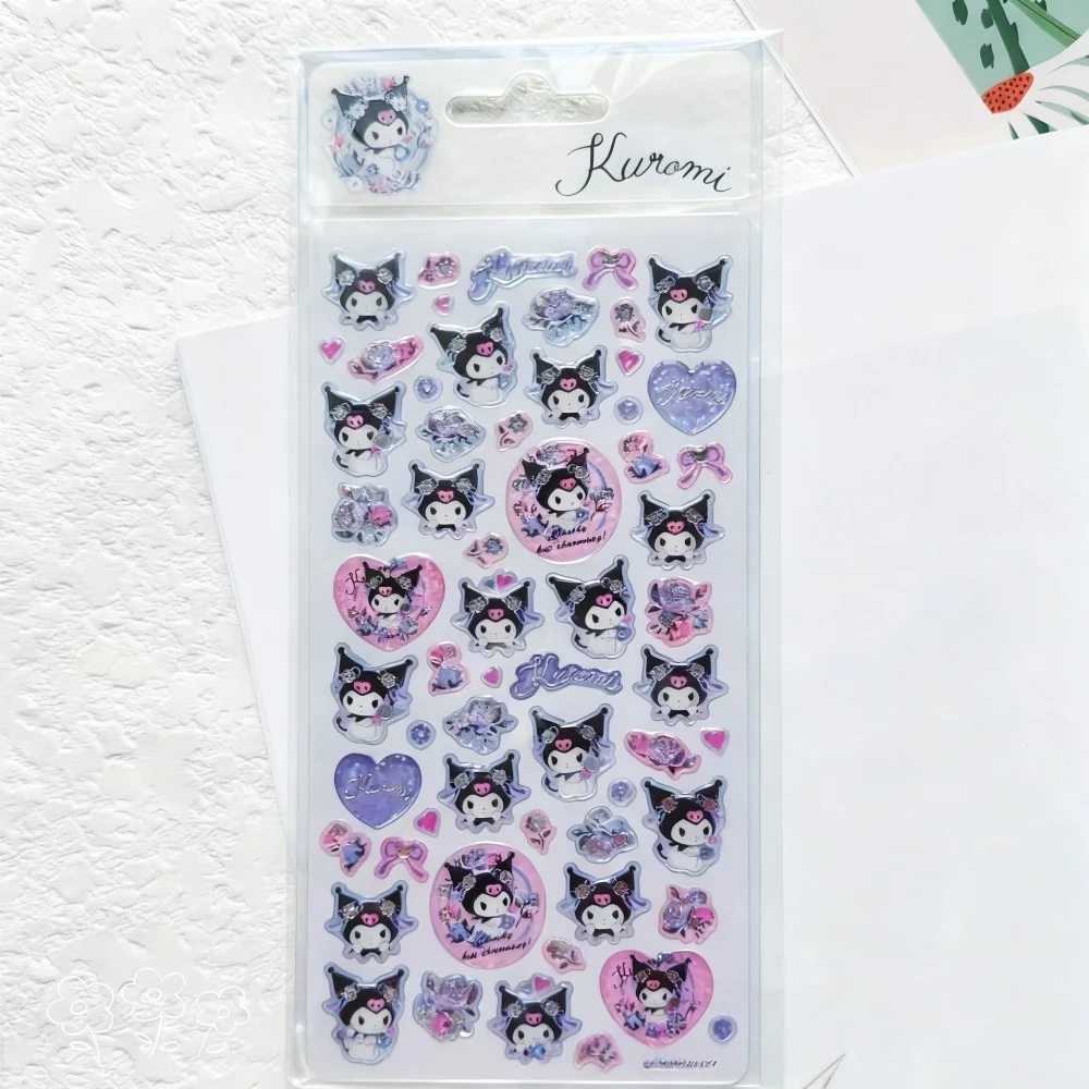 Genuíno sanrio olá kitty adesivo kuromi cinnamoroll melodia pochacco brinquedo dos desenhos animados decalques para scrapbook guitarra bicicleta meninas presente