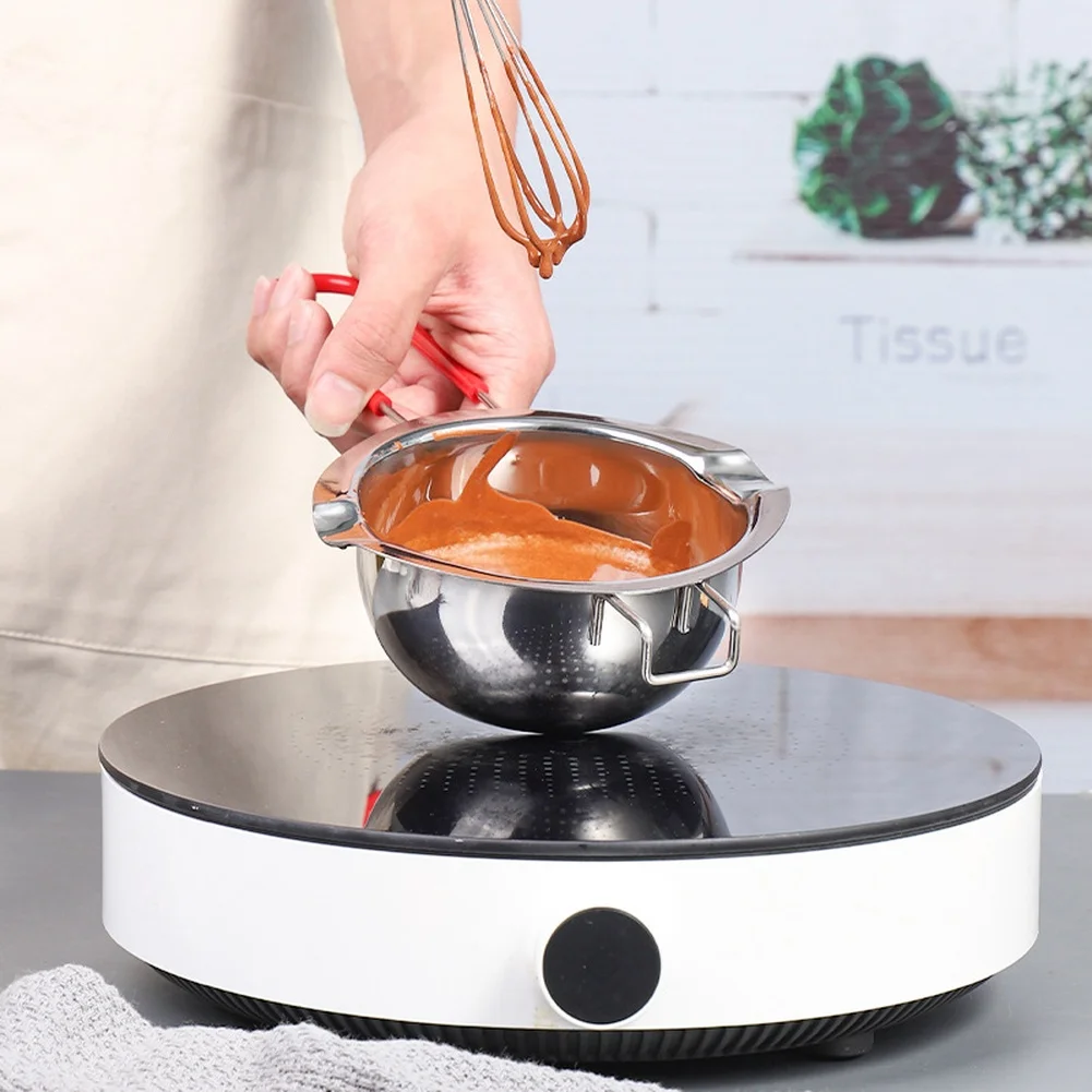 For Chocolate Melting Pot 304 Stainless Steel 26 cm x 14 cm x 4 cm Dual Spout for Smooth Pouring of Cheese Butter