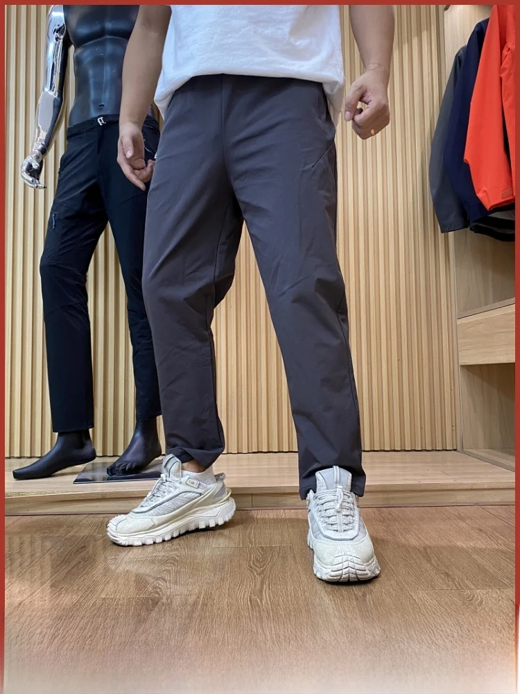 

Мужские повседневные спортивные брюки для улицы, дышащие, водонепроницаемые, осенние, новые, прямые брюки, нейлоновое волокно, эластичные, со средней талией