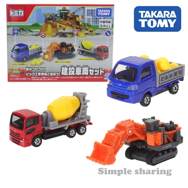 Takara Tomy. ชุดรถก่อสร้าง Tomica, ของเล่นเด็กผู้ชายมอเตอร์รถยนต์ลูกเต๋าของเล่นรถสะสม