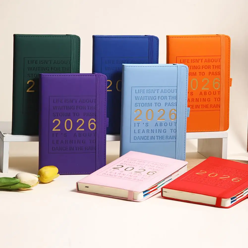 2026 Weekly Planner Daily Productivity Notebook With Monthly Layout Hardcover Organizer Morandi Color Leather For Work School