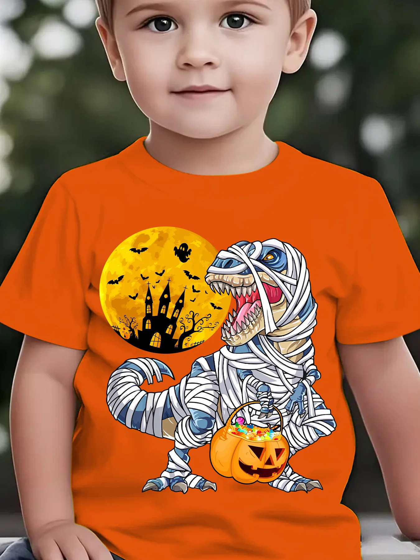 Novo moletom casual infantil da moda, padrão de impressão de abóbora de dinossauro impresso em 3D, uso diário, textura macia, toque confortável