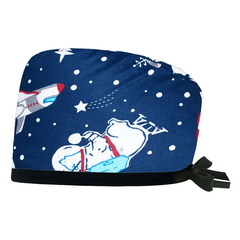 Bonnet d'allaitement 100% coton imprimé dessin animé pour dames, casquette de dentiste, chapeau d'infirmière de clinique pour animaux de compagnie, gIslande de laboratoire, accessoires significatifs