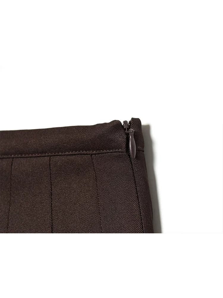 겨울 신상 여성 빈티지 롱 스커트 솔리드 엘레강트 편안한 레저 미디 드레스 여성 패션 A라인 지퍼 플리츠 스커트