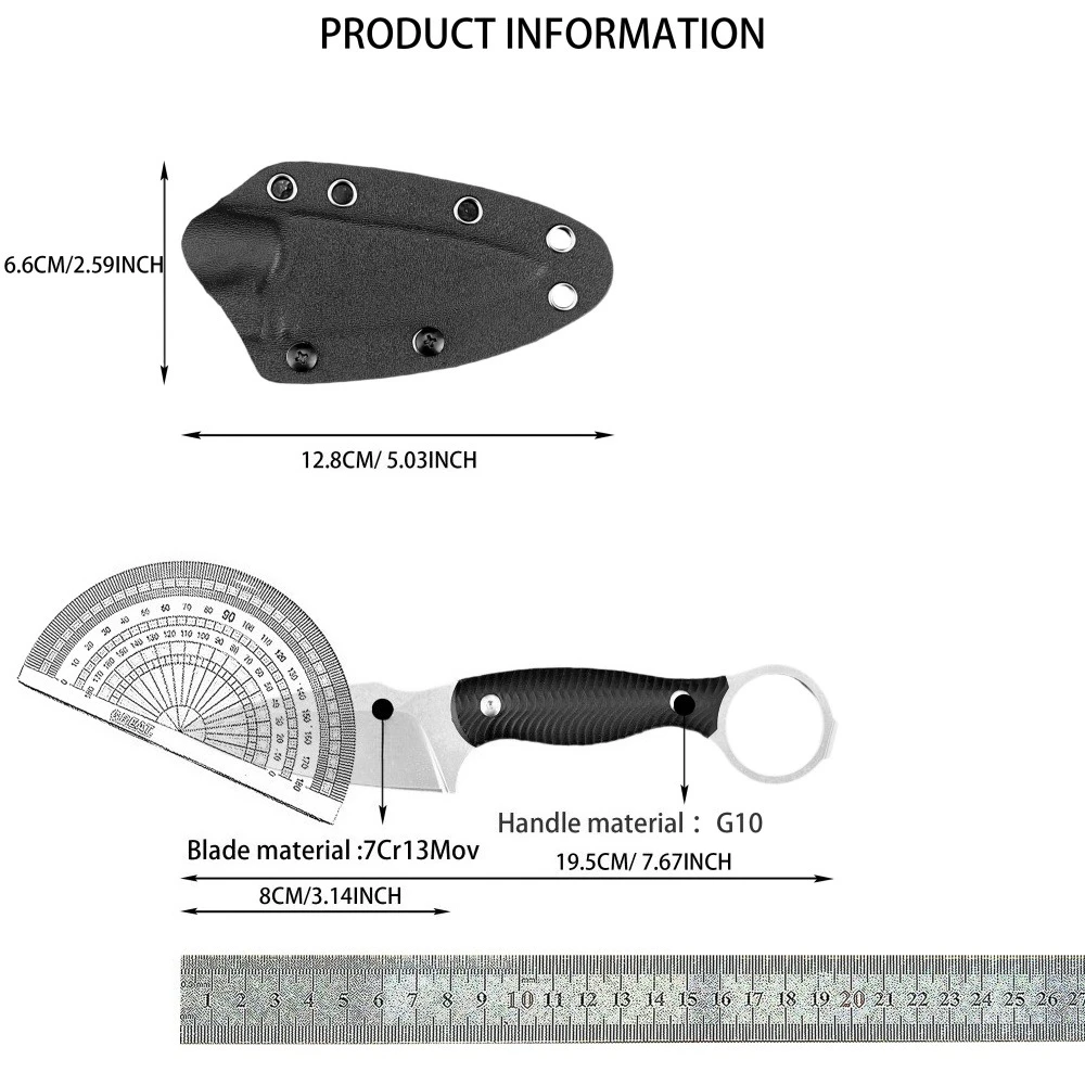 BK EDC سكين شفرة مثبتة مع K غمد التكتيكية التخييم بقاء أداة محمولة القتال الدفاع عن النفس الإنقاذ سكين متعدد الوظائف #6