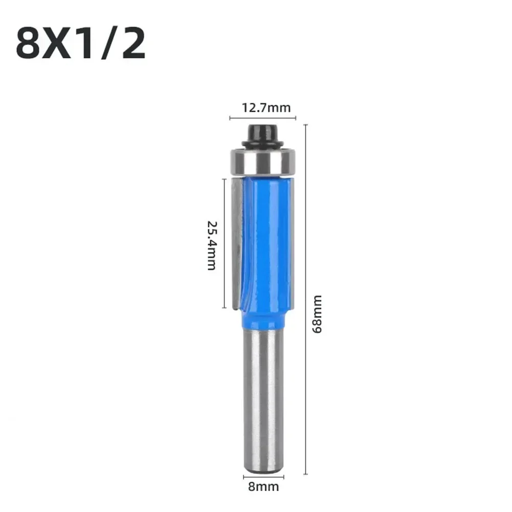 1/4pcs Flush Trim Router Bit Woodworking Tools 8mm Shank Straight End Mill With Bearing For Woodworking Milling Cutter