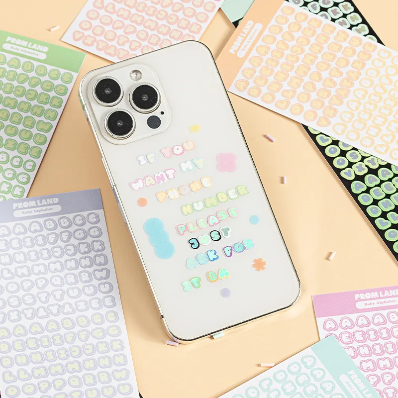 Cute Cartoon Cute Colorful Letter Stickers Candy Color English Self-Adhesive DIY for Scrapbook Journaling Photocard Decal