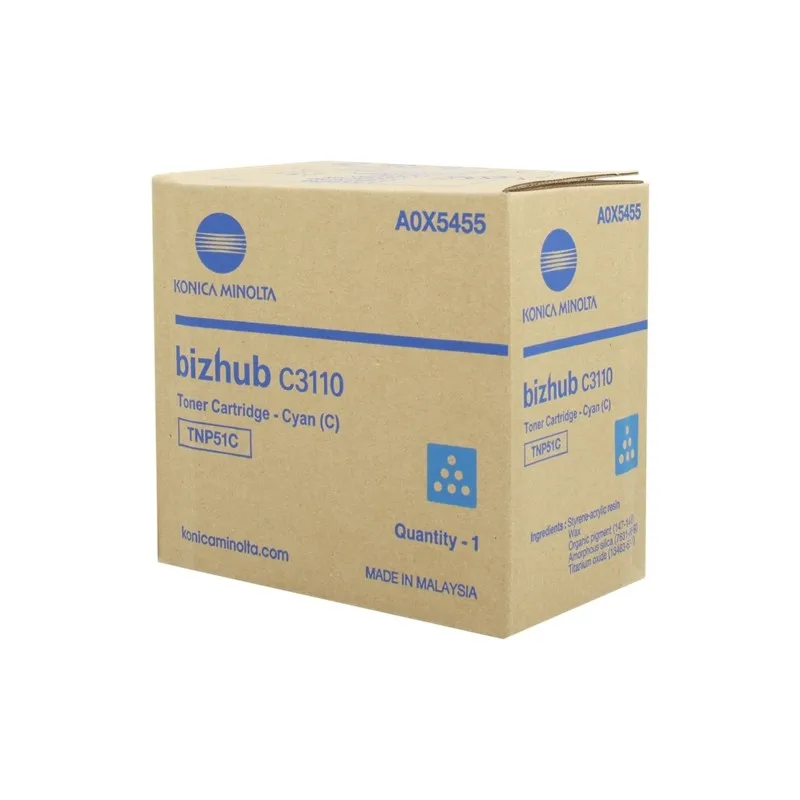 Konica Minolta TNP51C Cyan Original Toner cartridge-A0X5455 TNP51C tintasycartuchos.com