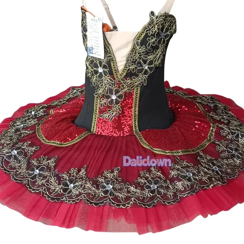

CyGirl Ballet Tutu Skirts Professional Dance Wear Red Pancake Ballerina Party Dress Ballet Leotard Kids Child Performance Costum