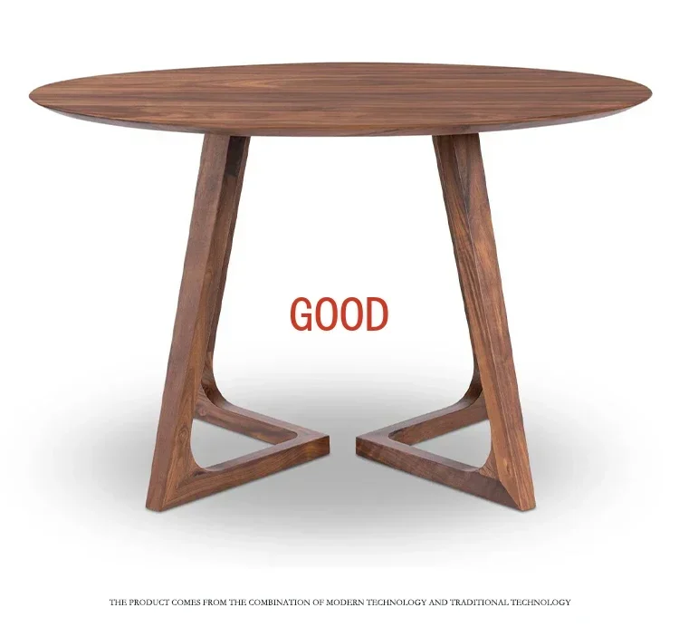 Nord America Tavolo in legno di noce nera Tavolo rotondo in legno massello Tavolo da pranzo nordico Casa moderna