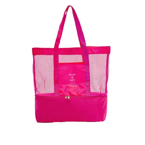 Anpassad logotyp utomhus picknick strandväska hög kapacitet nät transparent väska dubbel isolering tygväska kontor lunch mellanmål picknickväskor 10 best sales specialdesignad strandväska - №3