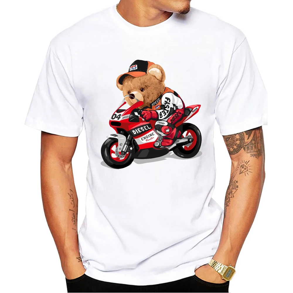 تيهاب-قميص رجالي مطبوع قصير الأكمام للدراجة النارية ، ركوب الدب الرائع ، متسابق السرعة ، هاراجوكو تي شيرت ، الصيف #4